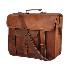 Classic Distressed Brown Leather Laptop Messenger Bag for Men, Large Capacity1 picture