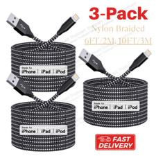 3Pack 6/10Ft USB Fast Charger Cable Lot For iPhone 12 11 8 6 5 X Heavy Duty Cord picture