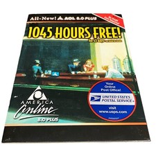 AOL 8.0 CD Edward Hopper Nighthawks USPS Computer Software Factory Sealed picture