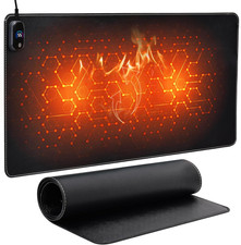 Heated Mouse Pad Warm Desk Pad 3 Heat Levels Auto Shut Off Black 31x13 picture