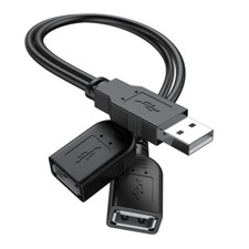 【2026 Upgraded】 USB 2.0 A Male to 2 Dual Female Jack Y 1 Pack, Black picture