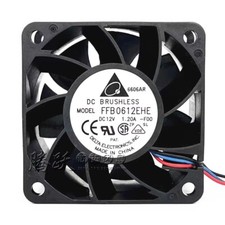 Delta FFB0612EHE 6038 12V 1.2A 6CM 3-Wire Double Ball Bearing Cooling Fan picture