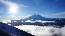 Landscape mountains snowy mountain nature peak sky Custom Gaming Mat Desk picture