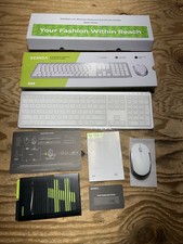 SEENDA SK-38 Wireless Keyboard Mouse Combo Full-Size Slim Thin (White & Silver) picture