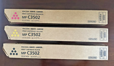 Set of 3 MP C3502 Ricoh Savin Lanier Genuine Sealed Toner Yellow Magenta Black picture
