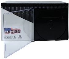 100 USDISC CD Jewel Cases Slimline 5.2mm, Single 1 Disc (Black) Lot picture