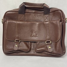 Laoshizi Large Messenger Bag Brown Faux Leather Pockets Handles picture