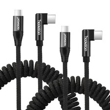 aceyoon USB C to C Coiled Cable 3FT, 2 Pack 90 Degree C Charger... picture