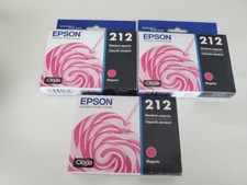 SET of 3 New Genuine FACTORY SEALED Epson 212 Magenta Inkjet Cartridges 2023 picture