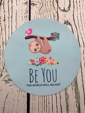 Baby Sloth Round Mouse Pad Be You Cute Blue Mouse Mat Computer Desk Blue picture