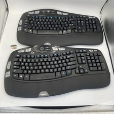 Lot of 2 Logitech K350 Wave Wireless Keyboards receivers tested working picture