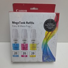 NEW OEM - CANON 20 70ml COLOR INK BOTTLES CMY - GI-20 3394C003 picture