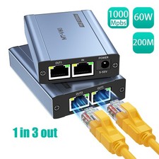MT-VIKI 1 to 3 POE Gigabit Ethernet Splitter 1000Mbps 200m RJ45 Network Extender picture