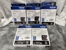 SEALED GENUINE LOT OF 5 BROTHER LC101BK BLACK OEM INK CARTRIDGE picture