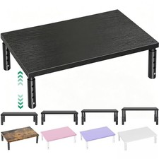 Adjustable Wood Monitor Stand Riser for Desk - Laptop & Computer Organizer, Offi picture