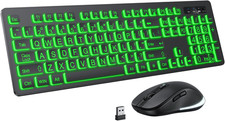 Large Print Wireless Keyboard and Mouse - 7 Colors Backlit Keyboard, Oversize picture