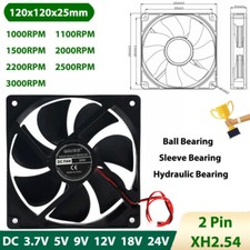 12025 DC Brushless Cooling Fan Mini Silent 3.7V 5V 9V 12V 18V 24V 1000-3000RPM picture
