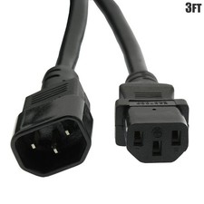 3FT 14/3 Power Cord Cable Extension IEC 320 C13 to C14 14AWG 3-Prong 125V 15A picture