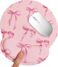 Pink Bow Mouse Pad with Wrist Rest, Ergonomic Mouse Pad Memory Foam Wrist Suppor picture
