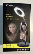 Vivitar 2 in 1 Vlogging Desk lamp LED Ring Light Adjustable- Phone Holder NEW picture