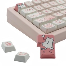 Pink Kitty MDA Profile Custom PBT Keycaps Set 148 Keys Cute Mechanical Board picture