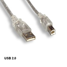 Kentek Clear 10' USB 2.0 A Male to B Male Cord 28AWG 480Mbps Scanner Printer HDD picture