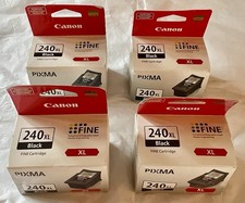 Canon 240XL Black Ink Cartridges Pixma Fine Factory Sealed Lot Of Four Original picture