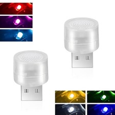USB Plug Lights, LED Mini Round RGB Color-Changing Car 2 PCS Multicolored picture