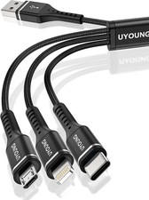 2 Pack 3-in-1 Charging Cable 1FT - Lightning, USB C, Micro USB Ports picture