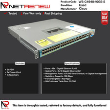 WS-C4948-10GE-S Cisco C4900  48 Port Gigabit +10GB Switch picture