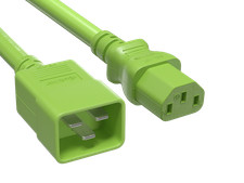 3ft IEC320 C20 to C13 Power Cord, 14AWG, 15A/250V, SJT, Green picture