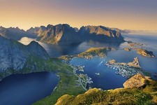 Landscape norway lofoten nature bay europe mountains Custom Gaming Mat Desk picture