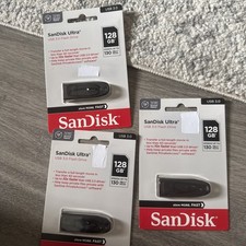3 Pack SanDisk 128GB Cruzer Ultra 130MB/s High Speed USB 3.0 SDCZ48-128G picture