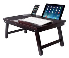 Multi Tasking Laptop Bed Tray | Supports Laptops Up to 18 Inches | Walnut (Le... picture