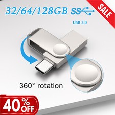 32/64/128GB 2 In1 Swivel Dual OTG Mini Type-C USB 3.0 Flash Drive Memory Stick picture