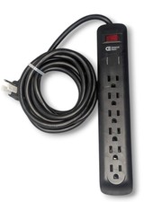 Commercial Electric 8 ft. 6-Outlet Surge Protector Extension Cord - Black picture