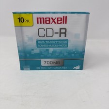 Maxell CD-R 48X 700MB 80 Min Blank Media Discs Slim Jewel Cases 10 pack NEW picture