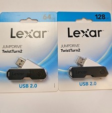 BUNDLE Lexar JumpDrive TwistTurn2 USB Flash Drive Bundle 128GB + 64GB Black picture