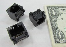 Lot 10 Amphenol RJ45 8p8c Ethernet Jacks Right Angle Gold Contacts PC Pin Solder picture