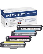 TN221/TN225 High Yield Toner Cartridge 4 Pack Compatible Brother Color Set picture