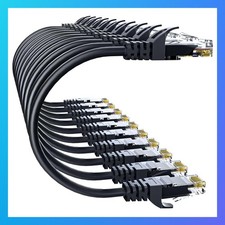 Cat 6 Ethernet Patch Cable 2 ft 10Gbps UTP 10 Pcs Black picture