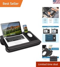 Elegant Black Carbon Lap Desk with Wrist Rest and Mouse Pad - Fits 15.6