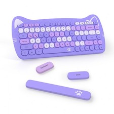 AJAZZ 3060i Wireless Membrane Keyboard 84-key Cute Cat Ear Quiet Round Keycaps picture