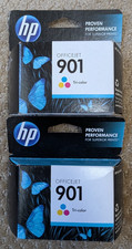 ✨Genuine Lot of 2 HP 901 Ink Cartridge Set - 2x Tri-Color - 2014 picture
