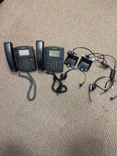 Lot of 2 Polycom VVX 310 VoIP Phones + 2 Headsets 6-Line HD Voice PoE Tested picture