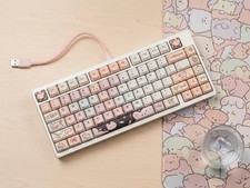 Brand New - Cute Pink & White QWERTY Keyboard KeyCaps Set picture