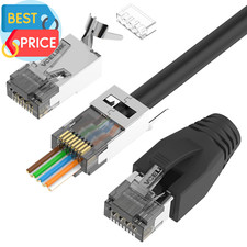 CAT6A Connector, RJ45 Connectors Pass through CAT6A CAT7 Shielded 10-Pack, Ul-Li picture