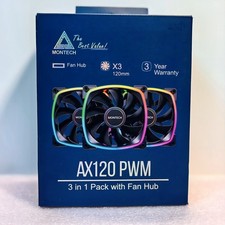 Montech AX120 Dynamic Bearing 120mm RGB Case Fans with HUB - 3 FAN PACK - BLACK picture
