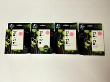4 OEM HP 27 Twin Pack Deskjet 3320,3420,3425,3520 Black Ink Cartridge C9322FN picture