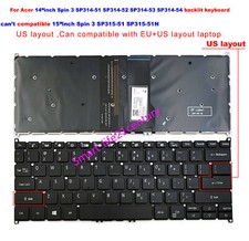 New US Keyboard backlit for Acer Spin 3 SP314-51 SP314-52 SP314-53N SP314-54N picture